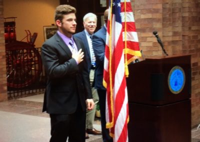 Logan Driscoll Leading the Pledge of Allegiance at New Haven's 380th Birthday Celebration